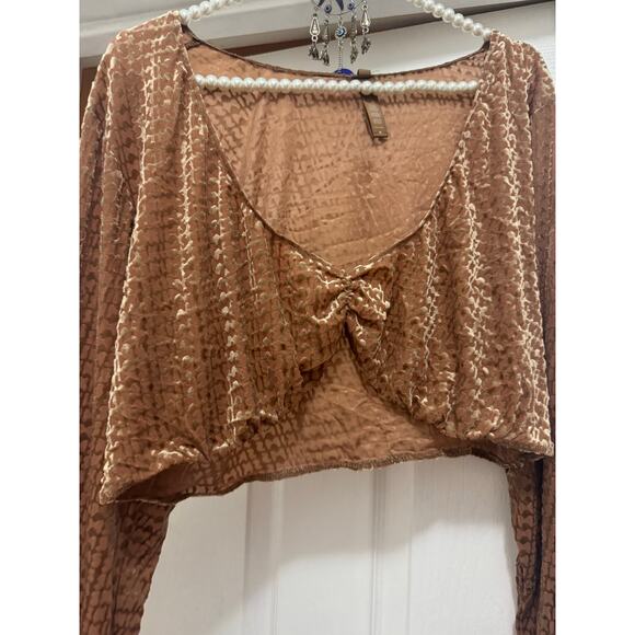 SKIMS Size 4X Velvet Burnout Logo Glove Crop Top Copper BR-TOP-0935 NWT - Picture 7 of 10